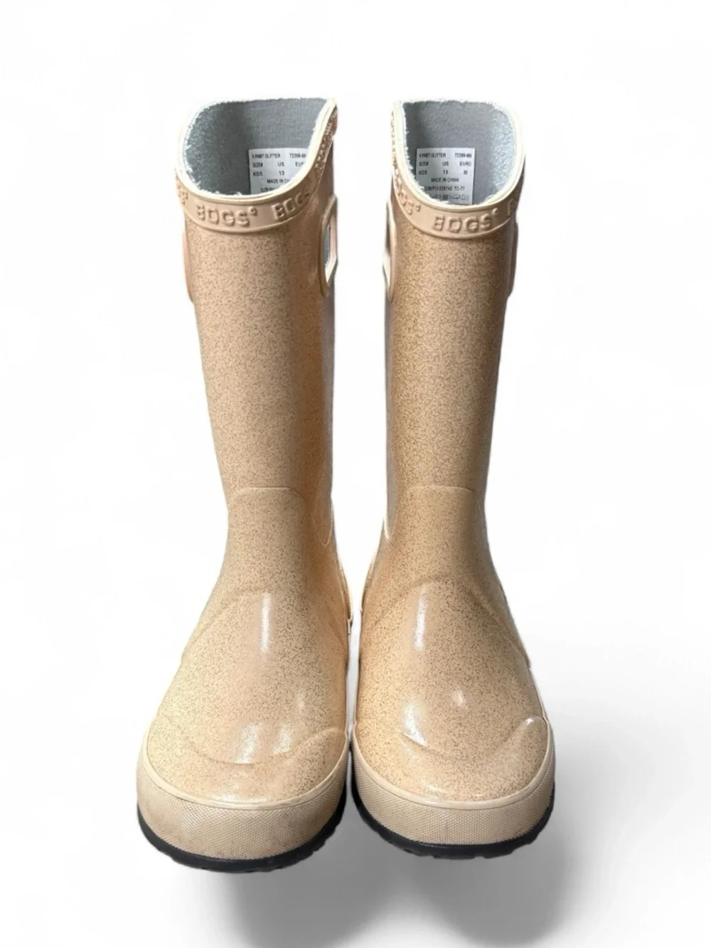 Bogs Tan Glitter Rain Boots